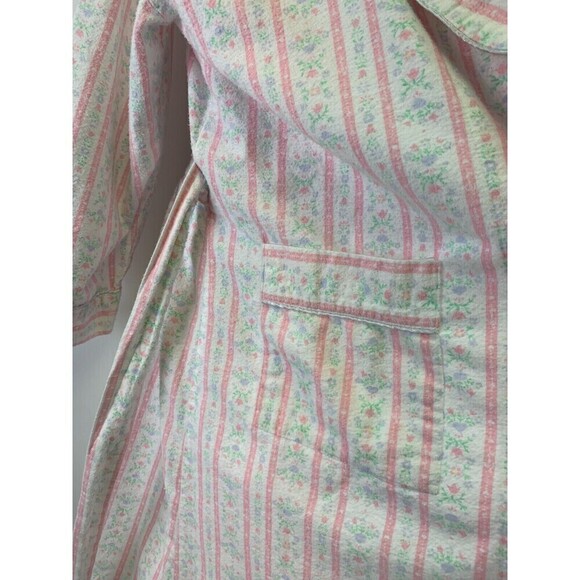 Lanz of Salzburg Tyrolean Flannel Wrap Robe Heart Flowers Pink Long Womens Small - Picture 7 of 14